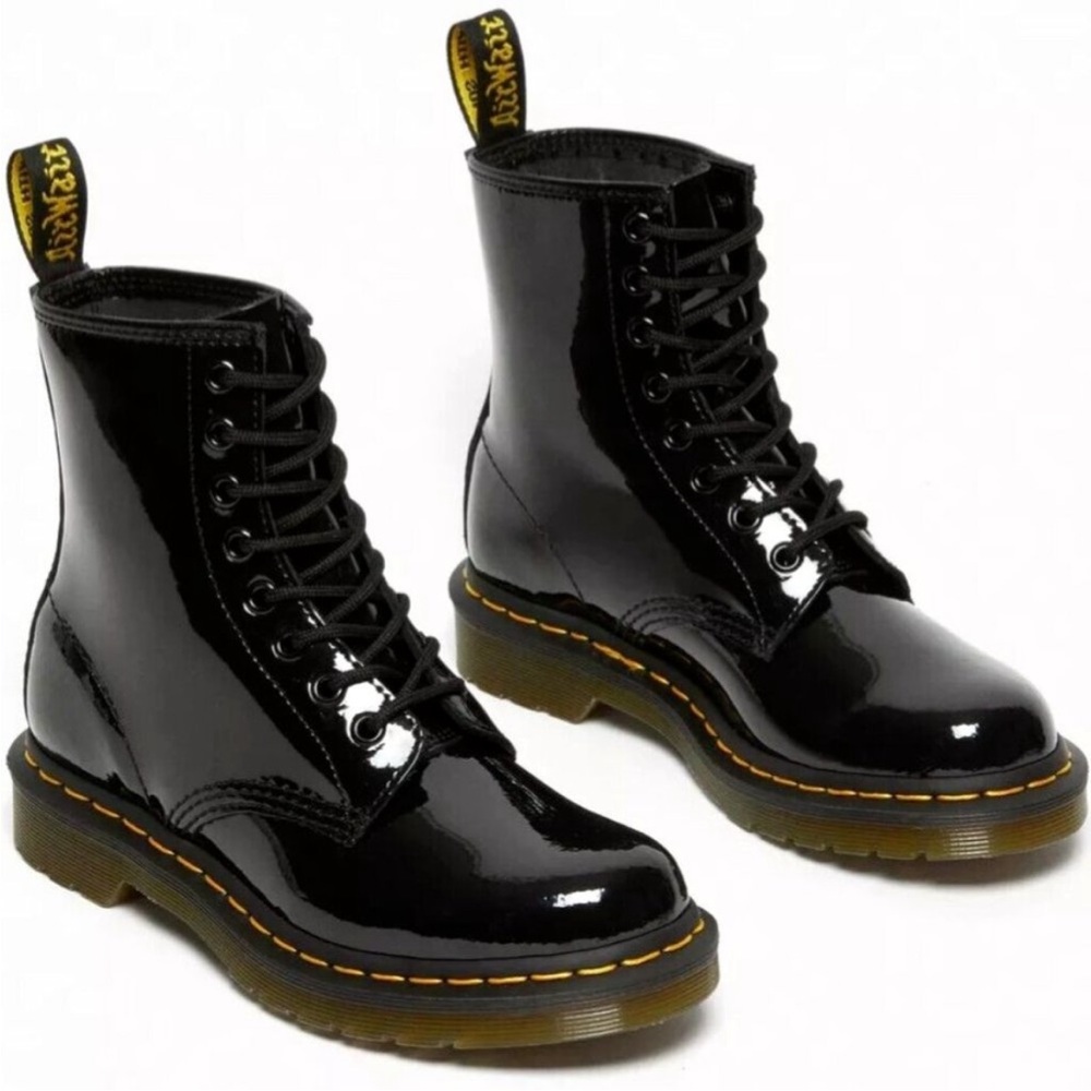 Dr. Martens Black Patent Leather Boots Classic Style